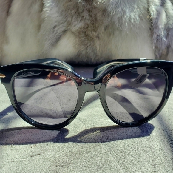 𝅺RAG & Bone 54mm Round Sunglasses Black NWT - Picture 1 of 10